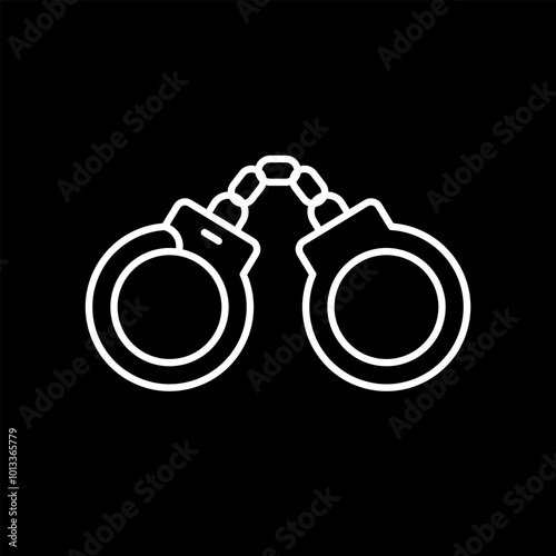 Handcuffs line icon on black