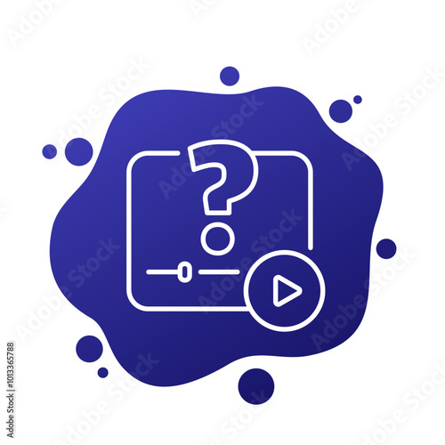 explainer video line icon with question mark