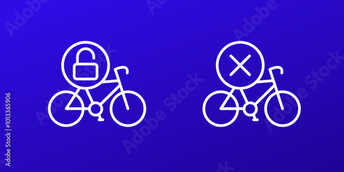 Unlock bike, bicycle icons, linear vector