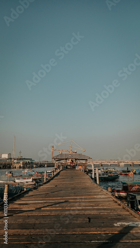 holiday photos taken at 2 places, mosques and bridges with the beauty of clouds and sea photo