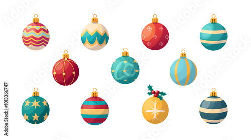 Christmas tree decorations featuring a set of shiny baubles in gold and red, perfect for holiday celebrations