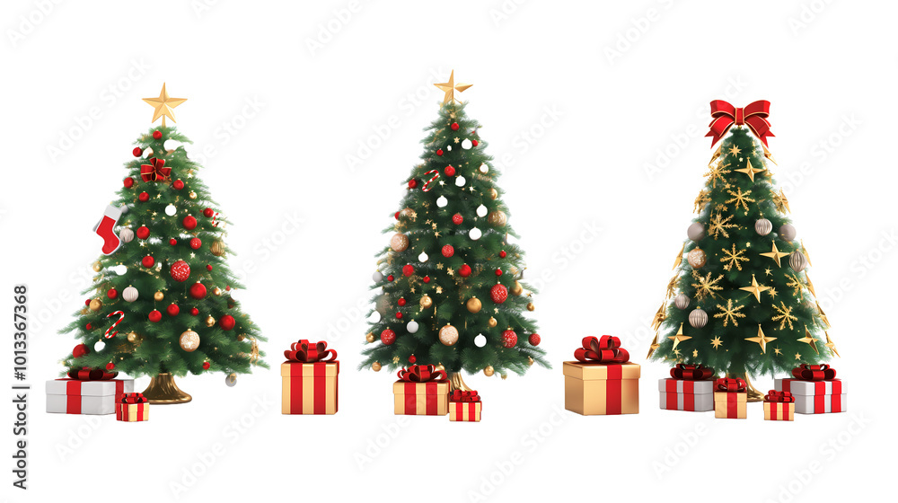 A beautifully decorated Christmas tree with ornaments, gifts, and festive holiday decorations around it, capturing the warmth of the season A beautifully decorated Christmas tree with ornaments, gifts, and festive holiday decorations around it, capturing the warmth of the season
