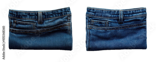 Pair of blue jeans on on transparent background