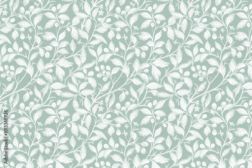 Toile floral pattern tapestry. Arts and Crafts. Vintage monochrome botanical wallpaper pattern. Background image. Created with Generative AI technology