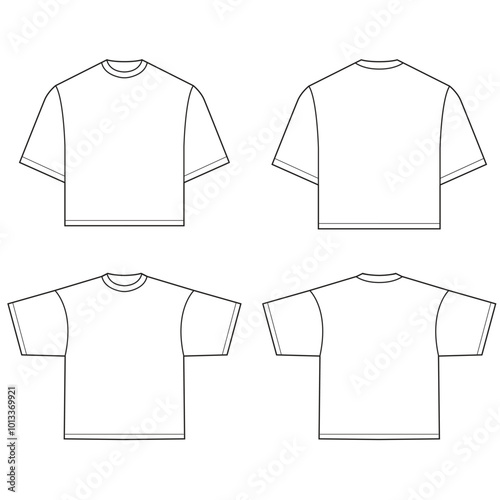 Set of oversized t-shirt vector illustration. T-shirt template	