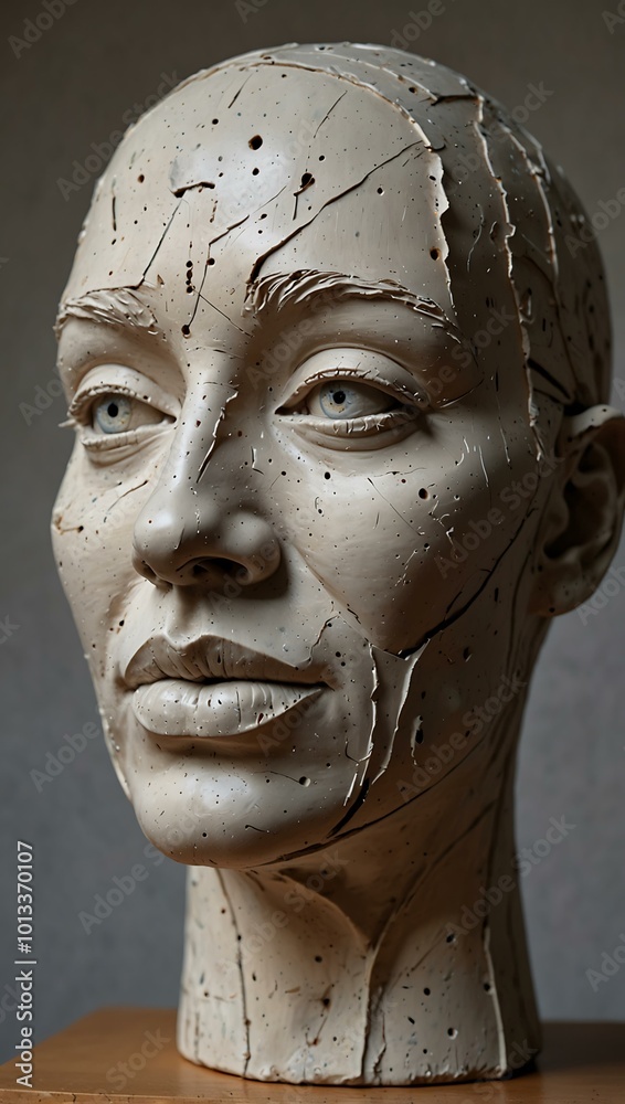 Abstract facial sculpture exploring emotion and form. Abstract facial sculpture exploring emotion and form.