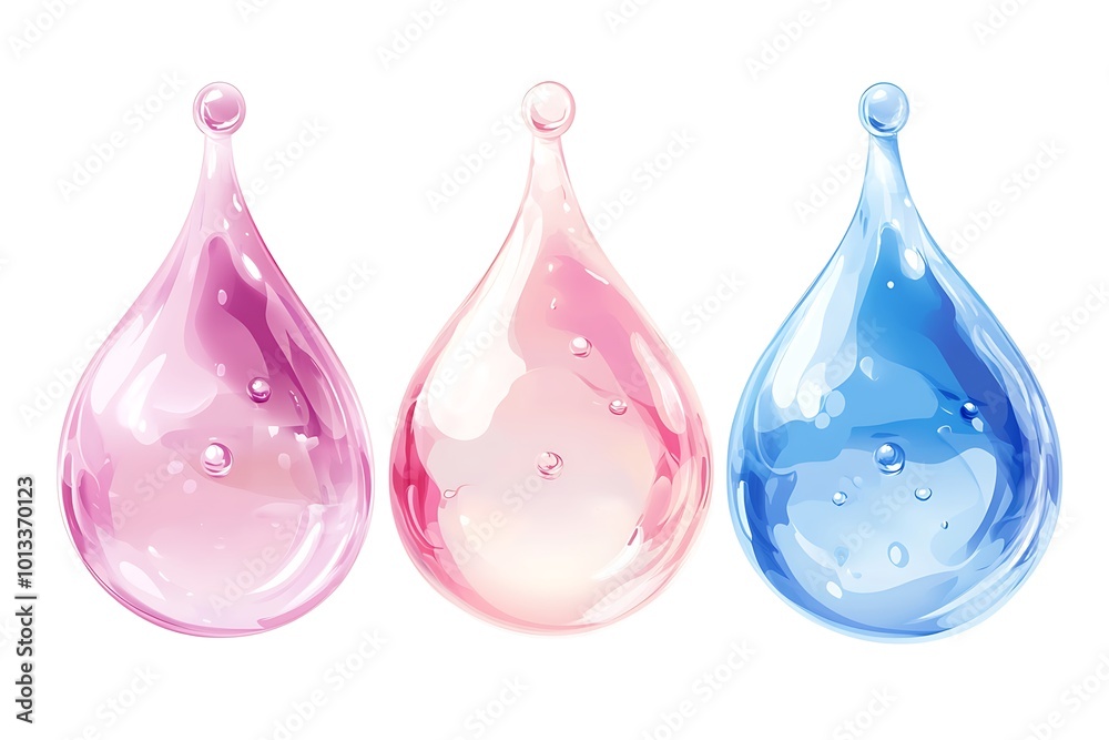 Set of colorful drop illustrations