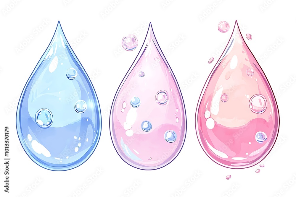 Set of colorful drop illustrations Set of colorful drop illustrations