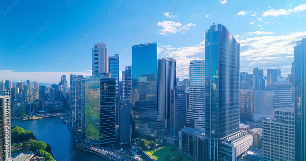 Aerial View of City Skyline and Skyscrapers Under Blue Sky and White Clouds Aerial View of City Skyline and Skyscrapers Under Blue Sky and White Clouds