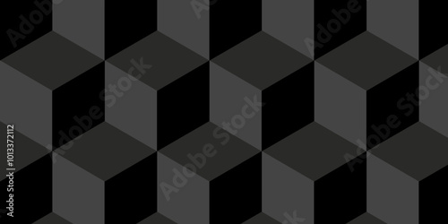 Abstract black and gray style minimal blank cubic. Geometric pattern illustration mosaic, square hexagon monochrome creative  surface triangle wallpaper background.	
