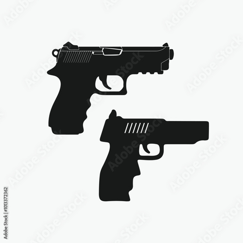 gun isolated on white background,  revolvers and shotguns, pistol .