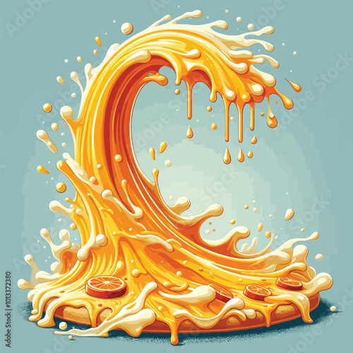 Visualize liquid cheddar cheese cascading in a wave vector