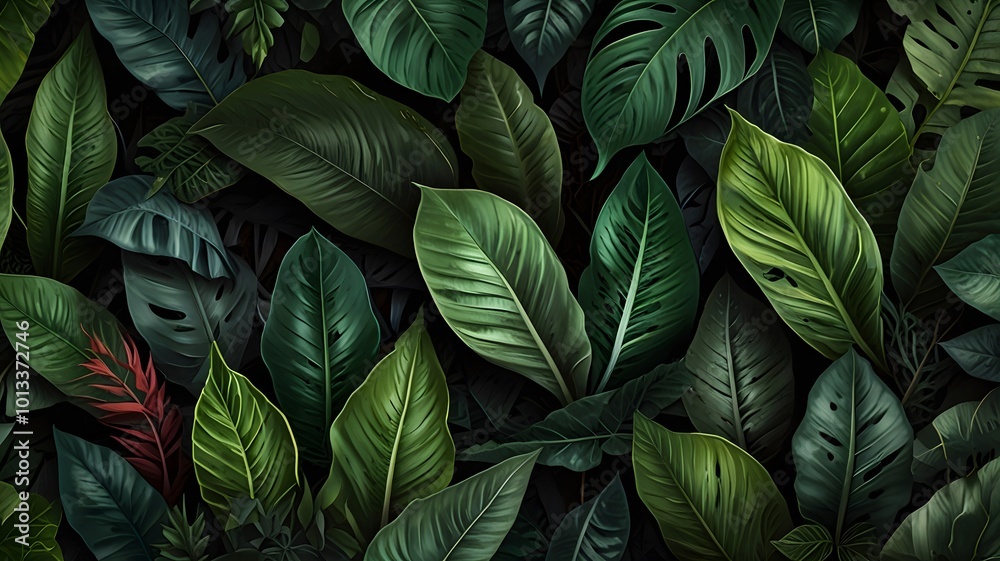 custom made wallpaper toronto digitalGreen Tropical Exotic Seamless Leaf Pattern