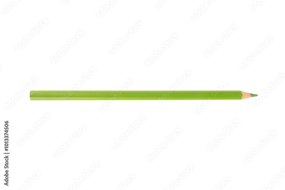 Colored pencil green one isolated on white background Colored pencil green one isolated on white background