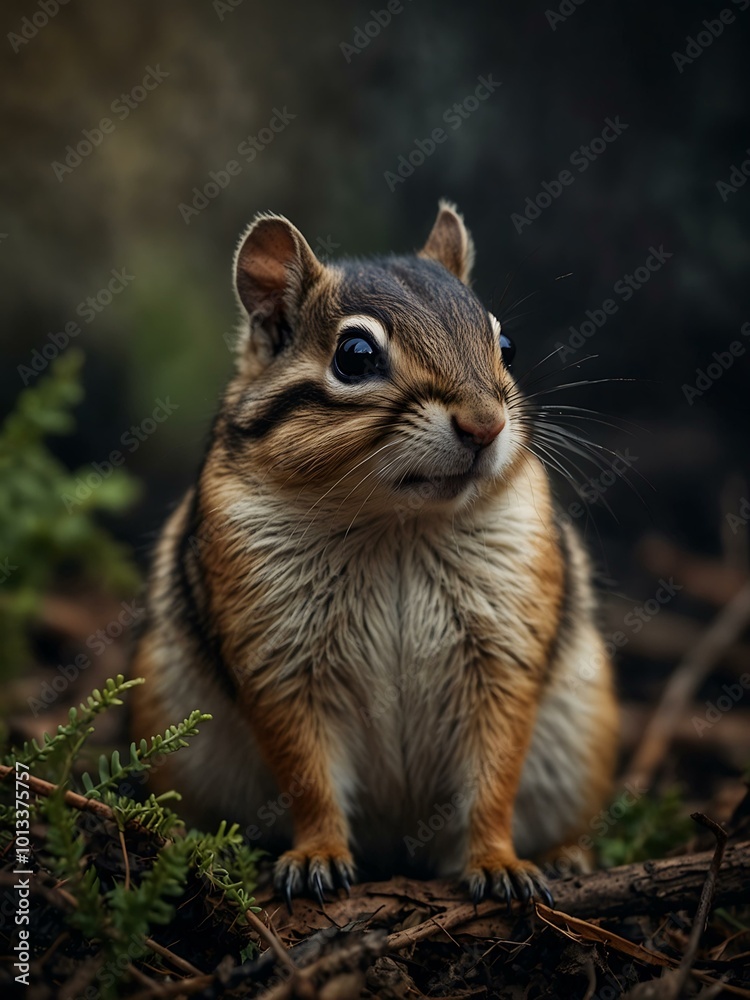 Atmospheric portrait of a chipmunk in a gothic style. Atmospheric portrait of a chipmunk in a gothic style.