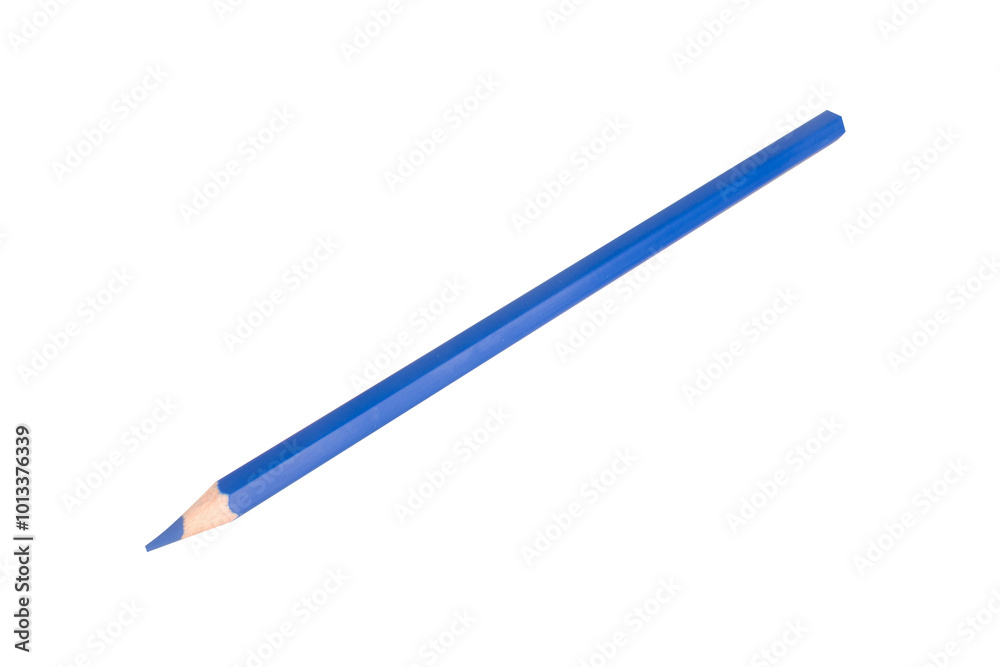 Colored pencil blue one isolated on white background Colored pencil blue one isolated on white background