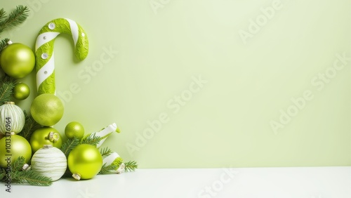 Festive Green Christmas Decor with Candy Cane Accent photo