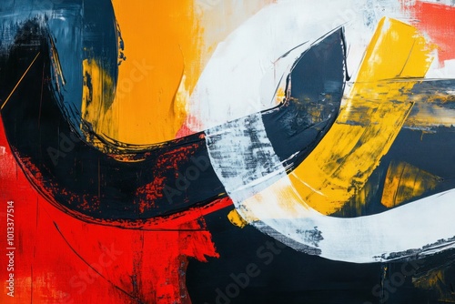 Contemporary abstract art with fluid lines and bold shapes for canvas mockup.