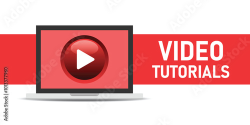 Play video tutorials icon in flat style. Education software vector illustration on isolated background. Webinar training sign business concept.