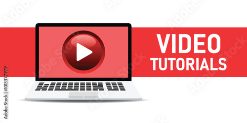 Play video tutorials icon in flat style. Education software vector illustration on isolated background. Webinar training sign business concept.