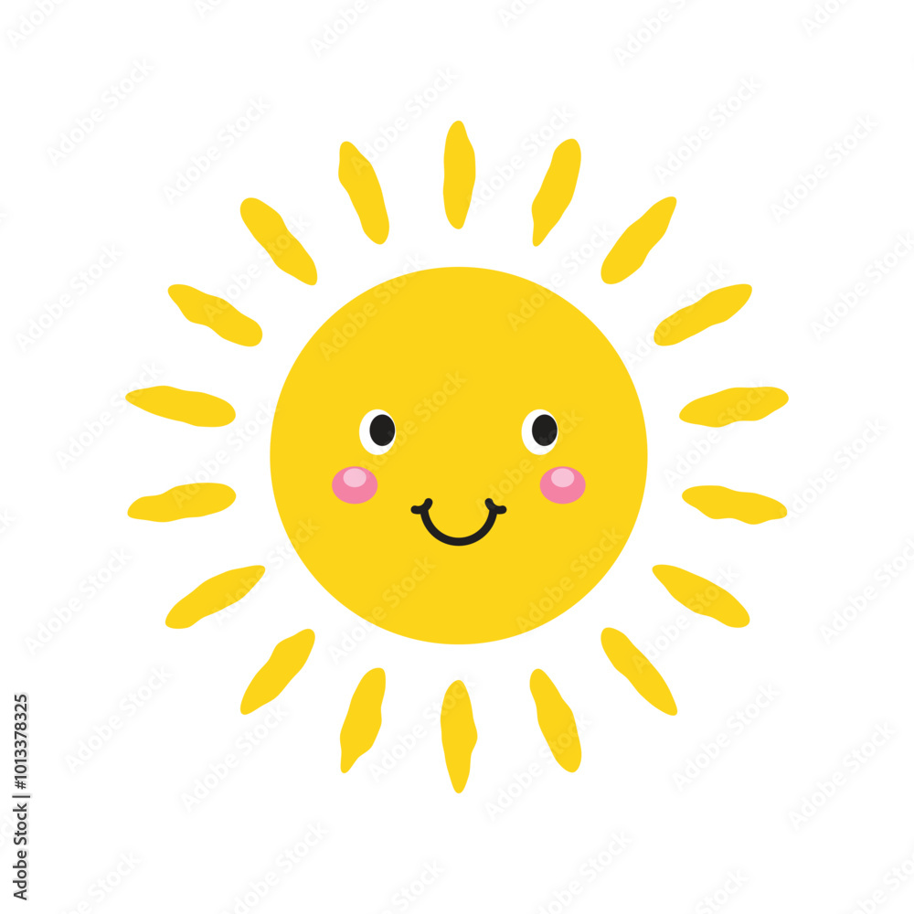 Funny sun with face icon in flat style. Summer sunshine emoji vector illustration on isolated background. Smiling sun sign business concept. Funny sun with face icon in flat style. Summer sunshine emoji vector illustration on isolated background. Smiling sun sign business concept.
