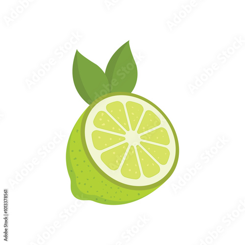 Lime fruit icon in flat style. Organic fruits vector illustration on isolated background. Vitamin C food sign business concept.