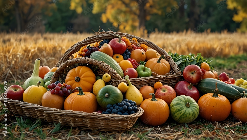 Bountiful Thanksgiving harvest with an array of fresh crops. Bountiful Thanksgiving harvest with an array of fresh crops.