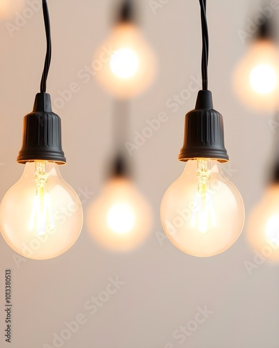 Warm ambient lighting from hanging Edison bulbs