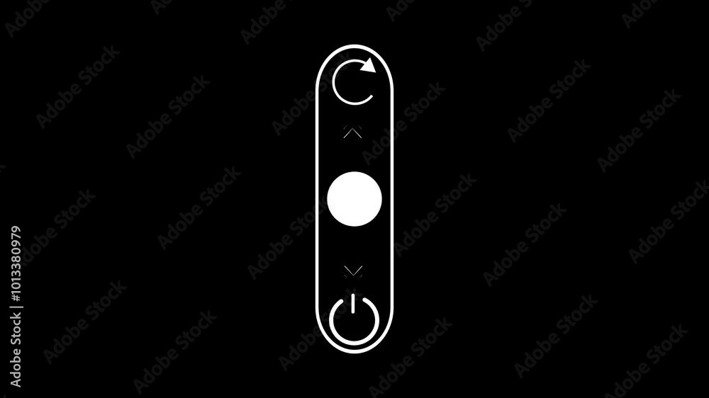 restart and off button animation. Turning on and off. on off, button, 3d button on black color background .