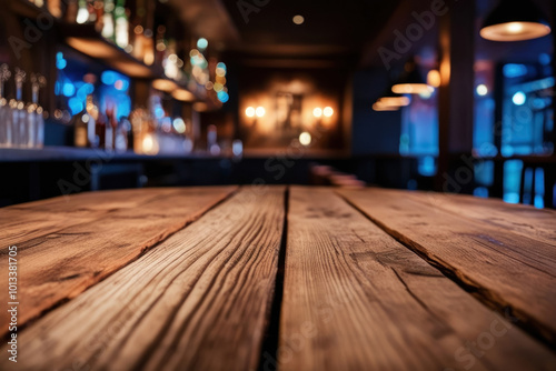 A close-up of the table against the backdrop of the bar creates an atmosphere of comfort and meeting with friends. Ideal for illustrations about leisure and entertainment