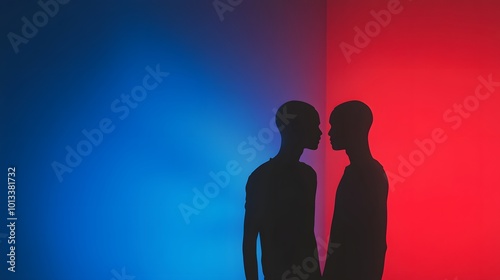 silhouette of two people facing each other