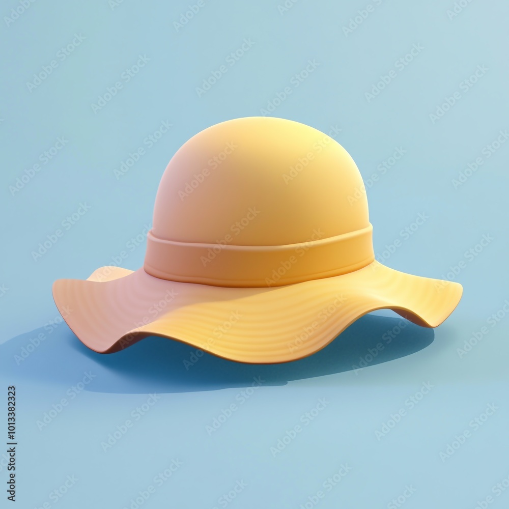 Fototapeta premium 3D Beach Hat Icon: Sun Protective Headwear Illustration Logo
