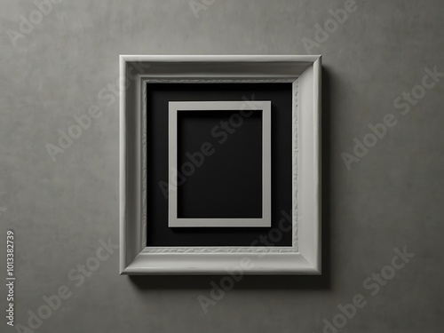 Close-up of a black square frame on a light wall, offering design copy space.