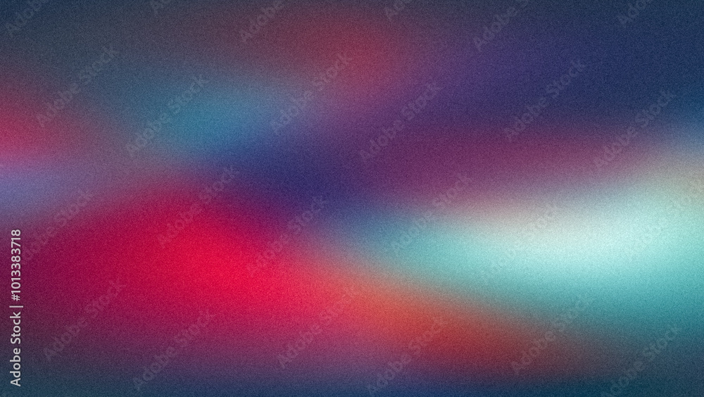 Glowing pink purple red blue color grainy gradient backdrop design, summer poster design. Vibrant colorful noisy gradient glow, shine, bright, spotlight banner, poster and header