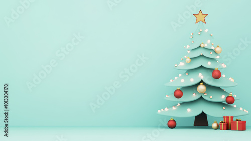 Stylized Christmas tree with ornaments and gifts