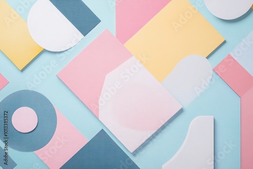 Abstract geometric shapes in pastel colors for a modern canvas painting mockup.