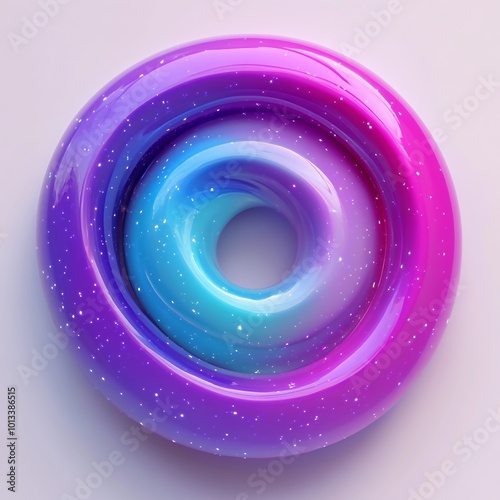 3D Galaxy Spiral Icon: Rotating Cosmic Structure Illustration Logo