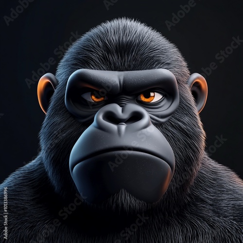 3D Gorilla Icon: Powerful, Large Primate Illustration Logo photo