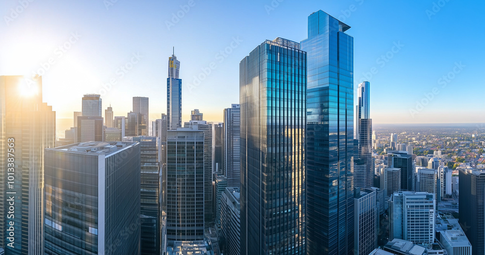 Naklejka premium Office Skyscrapers in the City Financial and Business District