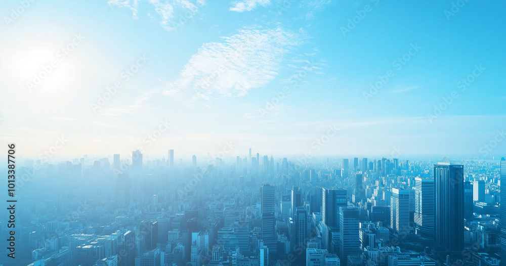 Aerial View of City Skyline and Skyscrapers Under Blue Sky and White Clouds Aerial View of City Skyline and Skyscrapers Under Blue Sky and White Clouds