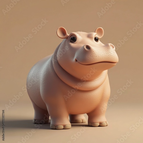 3D Hippopotamus Icon: Large River Dwelling Mammal Illustration Logo