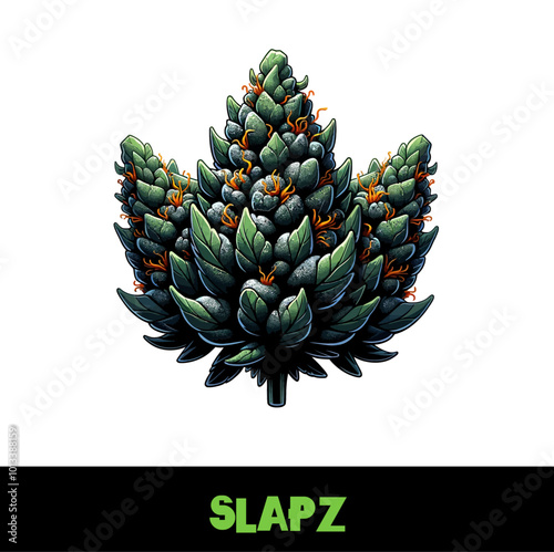 Vector Illustrated Slapz Cannabis Bud Strain Cartoon