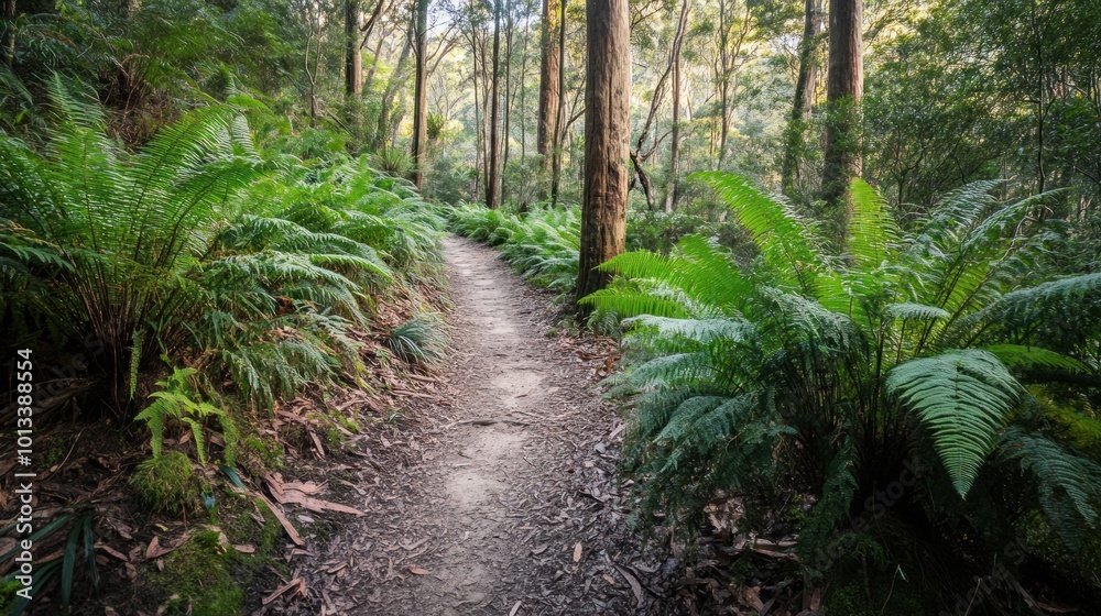 A Path Through a Lush Fern Forest A Path Through a Lush Fern Forest