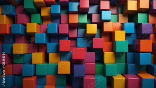 Colorful 3D cubes as wallpaper.
