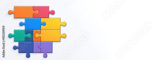 Puzzle assembly flat design top view cognitive development theme cartoon drawing Split-complementary color scheme