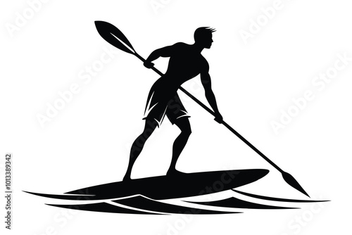 paddle board with man in sea I.eps