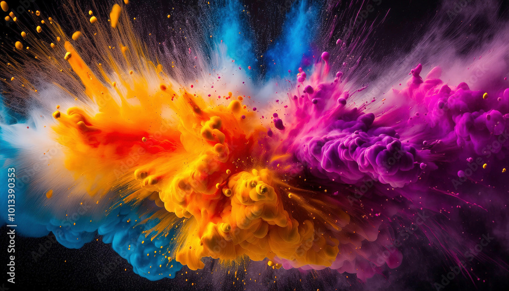 Explosion of vivid colors against black background Explosion of vivid colors against black background