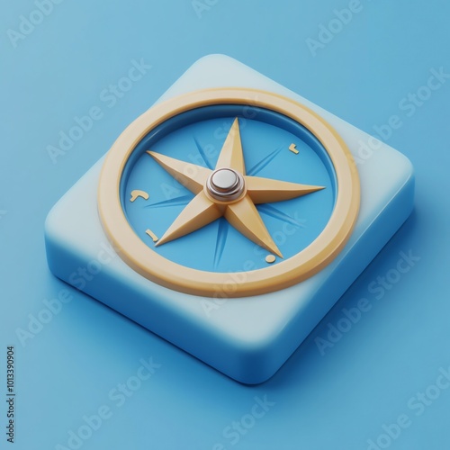 3D Map Compass Icon: Tool for Navigating Terrain Illustration Logo photo