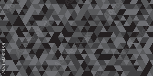 Seamless geometric pattern square shapes low polygon backdrop background. Abstract geometric wall tile and metal cube background triangle wallpaper. Gray and black polygonal background.