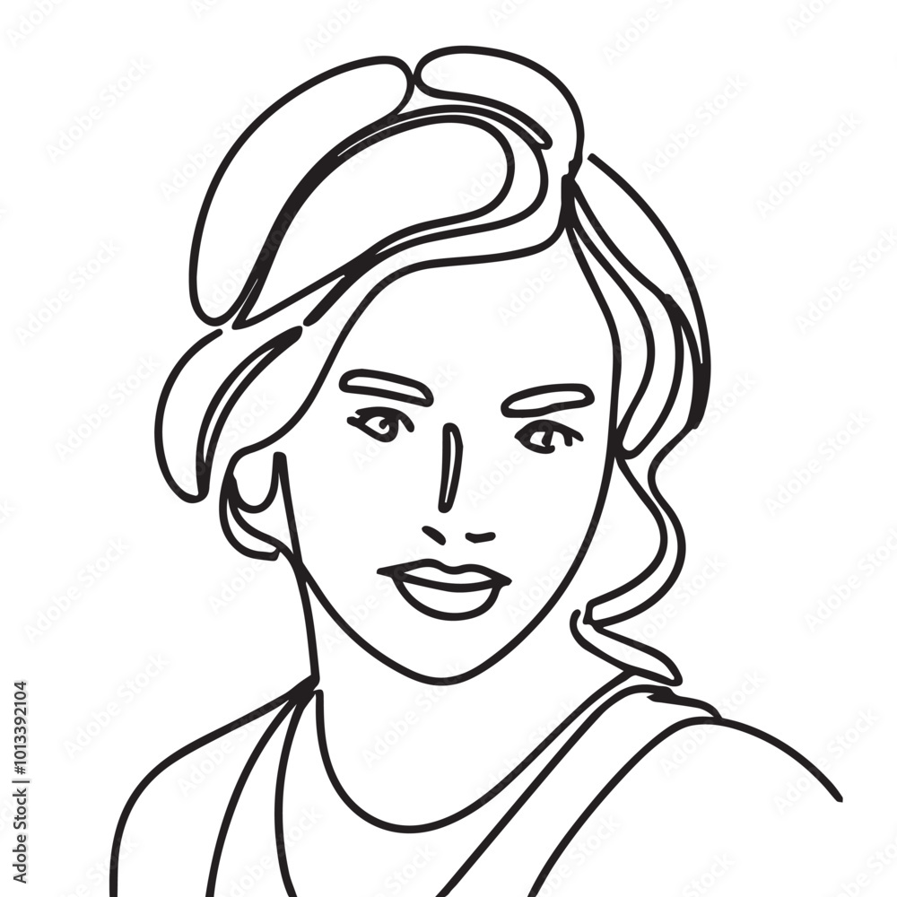 Abstract portrait of a girl with one continuous line, logo Abstract portrait of a girl with one continuous line, logo